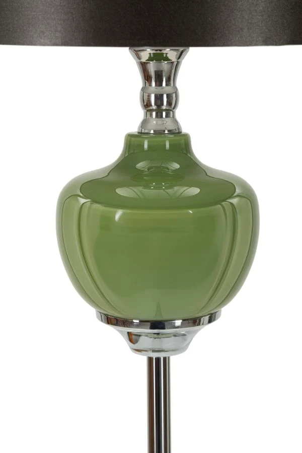 Lampada da Terra Eva One Ø40x160 cm in Vetro e Ferro e Tessuto Verde e Grigio