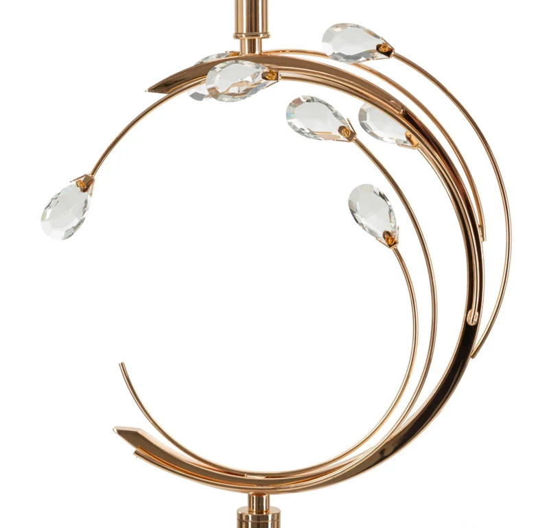 Lampada da Terra Bruxelles Ø38x160 cm in Ferro e Vetro e Tessuto Nero e Oro