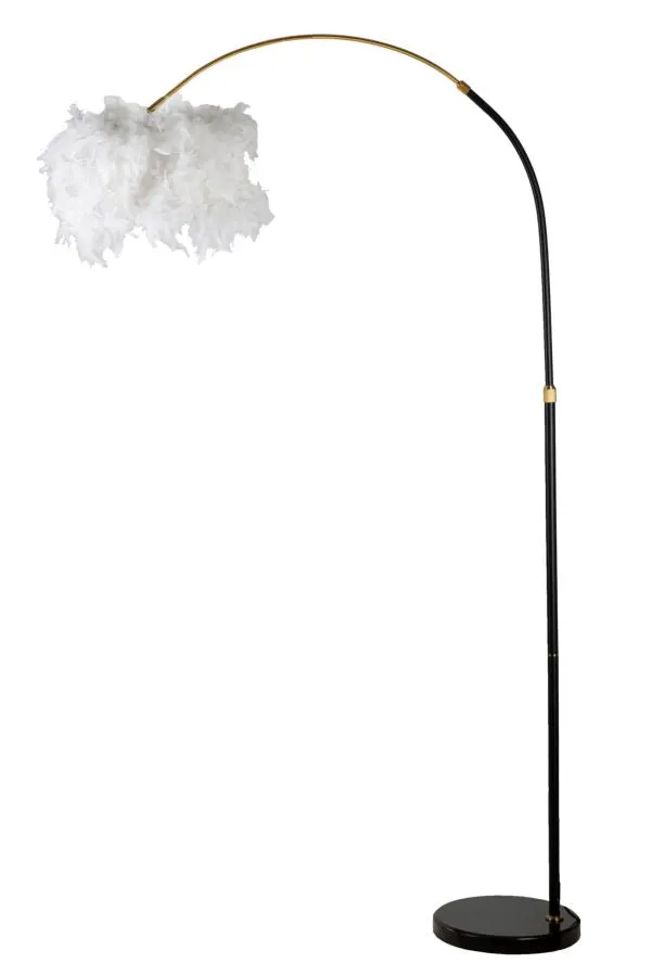 Lampada da Terra Arc Plur 100x100x150 cm in Ferro e Marmo e Plastica Bianco e Nero