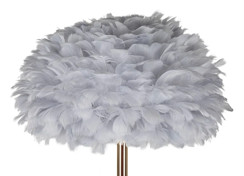 Lampada da Terra Feathers Slim Grigia Ø43x170 cm in Ferro e Plastica Grigio e Oro