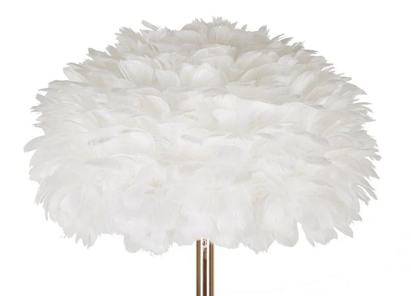 Lampada da Terra Feathers Slim Bianca Ø43x170 cm in Ferro e Plastica Bianco e Oro