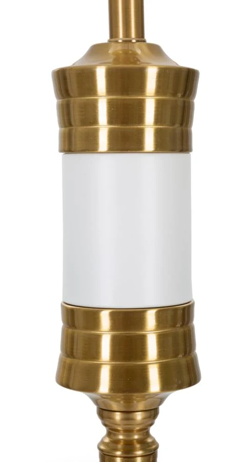 Lampada da Terra Whity Ø41x160 cm in Ferro e Tessuto Oro e Bianco