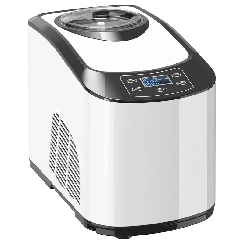 Gelatiera con Compressore Integrato 1,5L Modalità Morbida e Dura Funzione Auto-Mantenimento al Freddo Bianco