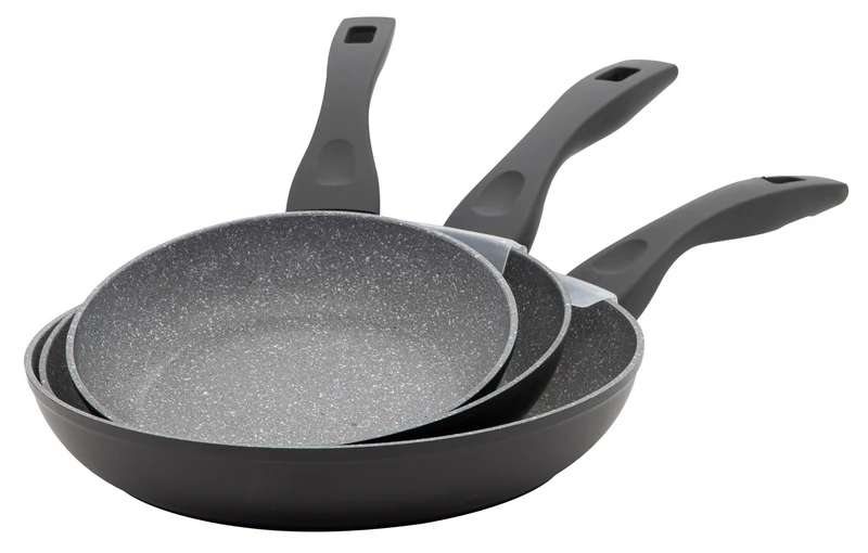 Set 3 Padelle 20-24-28 cm in Alluminio Forgiato Antiaderente Induzione Collection Rocky Grigie