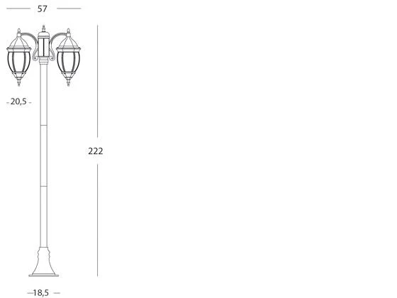 Lampada Palo Alto per Giardino Due Luci Colore Grigio per Esterno Linea Olive Sovil