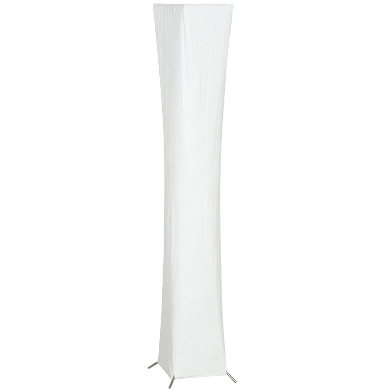 Lampada da Terra Moderna 25x25x129 cm con Interruttore a Pedale in Acciaio e Tessuto Bianco e Argento
