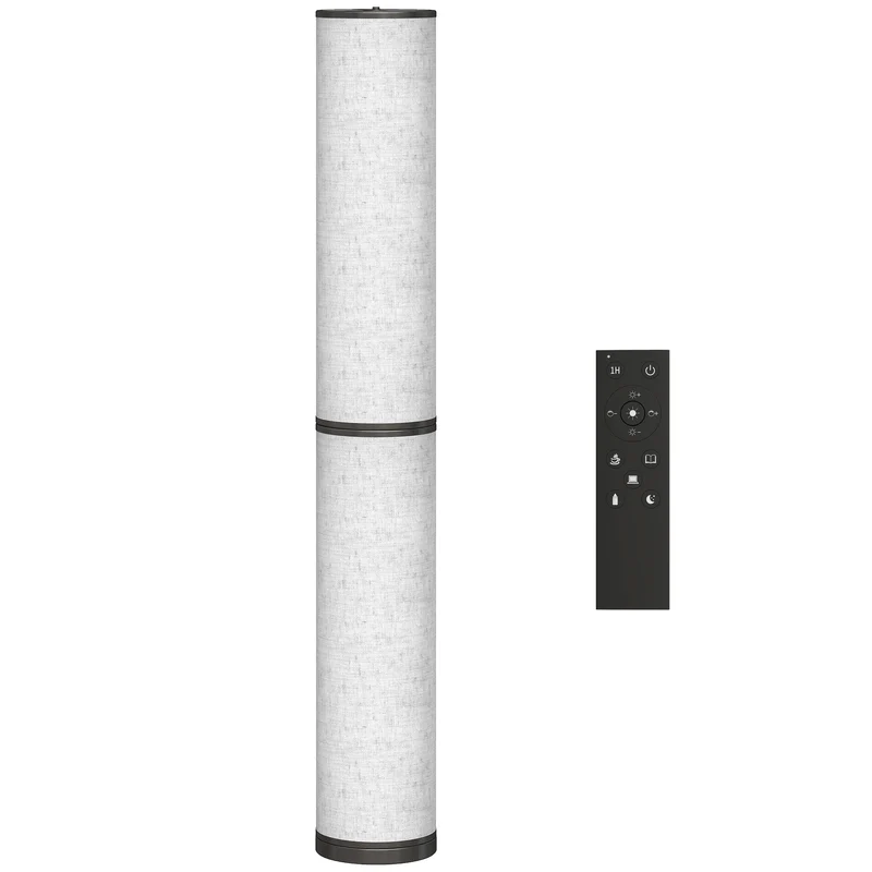 Lampada da Terra Ø20x135 cm con Telecomando e Regolazione Temperatura 3000-6000K Paralume in Tessuto Beige