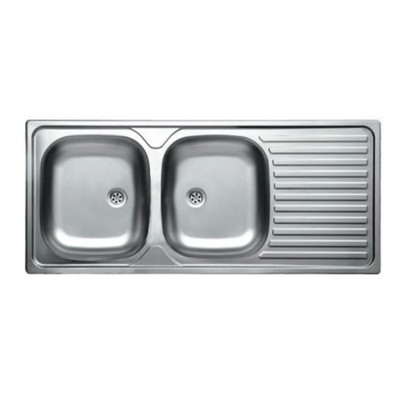 Lavello 116x50 cm 2 vasche e gocciolatoio destro
