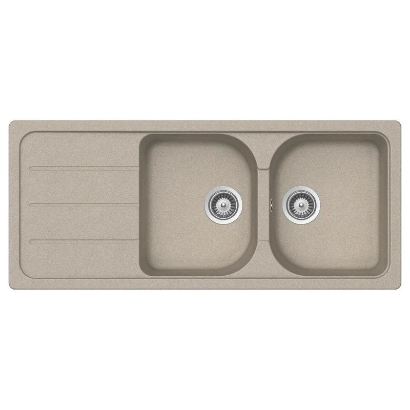 Lavello 116x50 cm 2 vasche gocciolatoio avena Samet