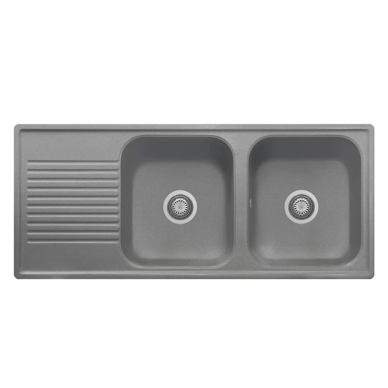 Lavello 116x50 cm 2 vasche gocciolatoio Titanio Samet