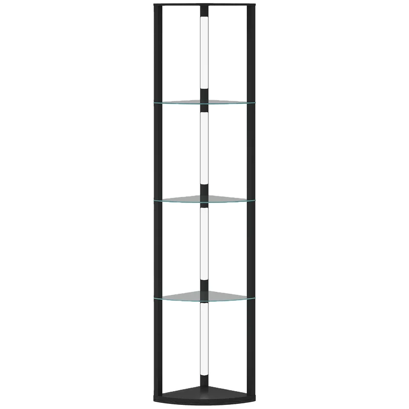 Lampada da Terra con 5 Ripiani e Luce LED 3 Livelli di Luminosità e Interruttore a Pedale Nero