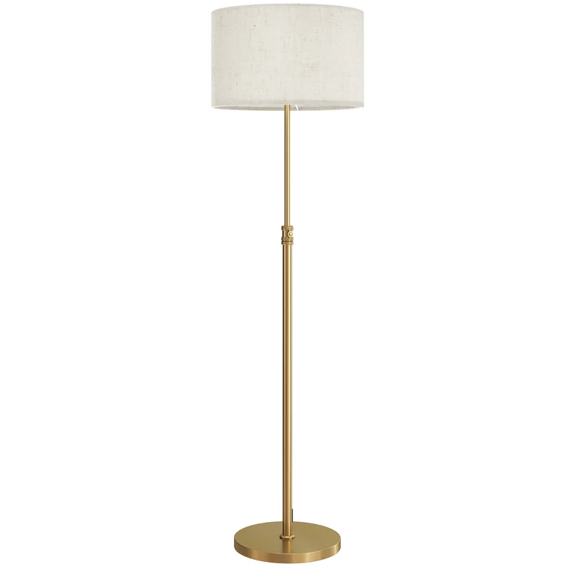 Lampada da Terra con Telecomando e Luminosità Regolabile 3000K-6000K Paralume in Tessuto Oro