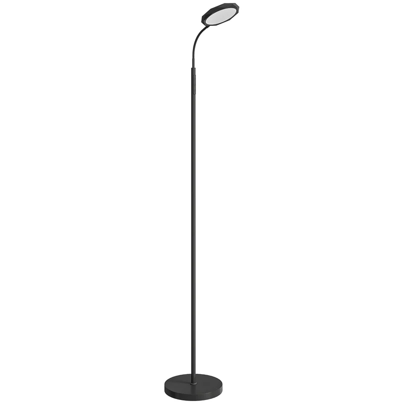 Lampada da Terra LED 22x166 cm con Telecomando Regolazione Luminosità e Temperatura in Acciaio Nero