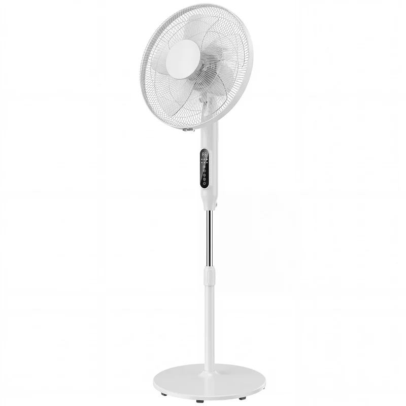Ventilatore da Terra 45x42x138 cm con Telecomando 3 Velocità e 2 Modalità in ABS PP Acciaio Bianco