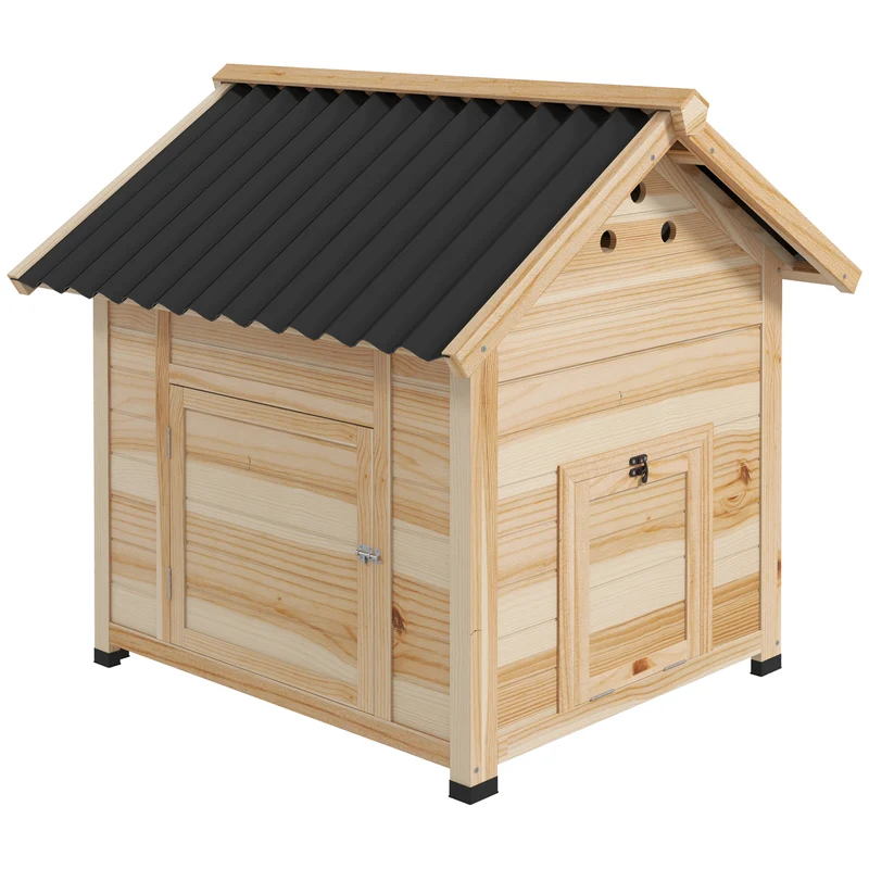 Casetta per Anatre da Esterno 78x90x92 cm con Rampa Fondo Rimovibile e Fori di Ventilazione in Legno