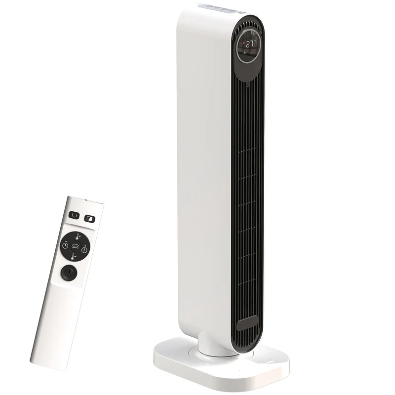Termoventilatore in ABS e PTC da 2000W con Telecomando Oscillazione e Timer 30x22x82.5 cm Bianco