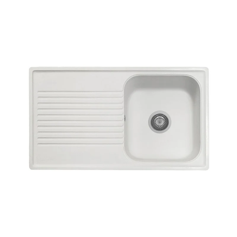 Lavello 86x50 cm reversibile 1 vasca gocciolatoio bianco Samet