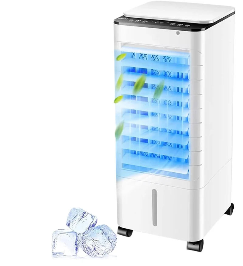 Refroidisseur d'Air Portable 3-en-1 avec Télécommande, Roulettes et Refroidissement Performant