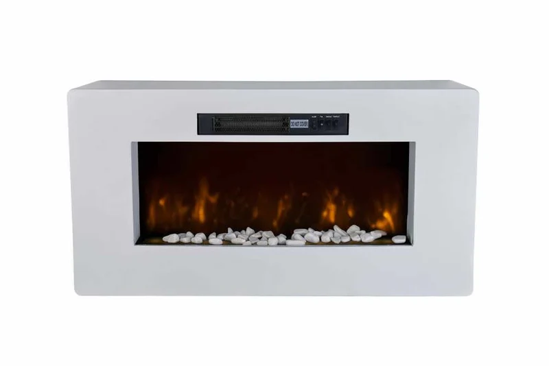 Camino Elettrico da Pavimento Effetto Fiamma 2000W CheminArte Meribel Bianco