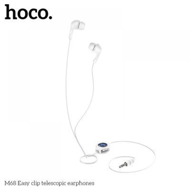 AURICOLARI HOCO M68 FILO RETRATTILE BIANCO