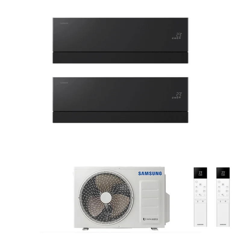 Condizionatore Climatizzatore Samsung Dual Split Inverter Windfree Première+ Plus R-32 7000+12000 BTU Soapstone Charcoal Wi-Fi Integrato Con AJ040TXJ2KG/EU 7+12