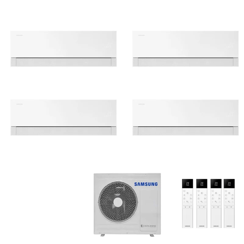 Condizionatore Climatizzatore Samsung Quadri Split Inverter Windfree Première R-32 7000+9000+12000+12000 BTU Essential White Wi-Fi Integrato Con AJ080TXJ4KG/EU 7+9+12+12