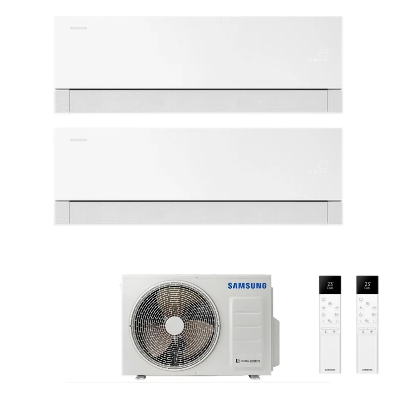 Condizionatore Climatizzatore Samsung Dual Split Inverter Windfree Première+ Plus R-32 7000+9000 BTU Essential White Wi-Fi Integrato Con AJ040TXJ2KG/EU 7+9