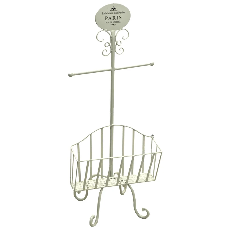 Piantana Porta Rotolo a Stelo in Metallo con Portariviste 34x23H82cm Paris