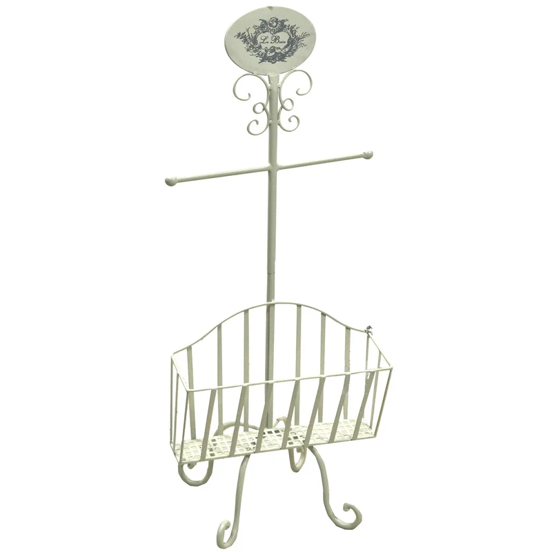 Piantana Porta Rotolo a Stelo in Metallo con Portariviste 34x23H82cm Le Bain