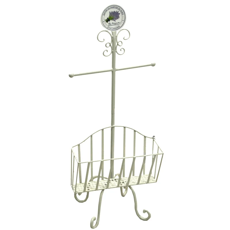 Piantana Porta Rotolo a Stelo in Metallo con Portariviste 34x20H84,5cm Lavanda