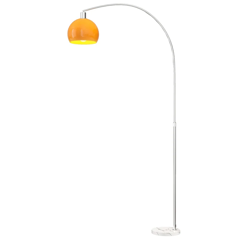 Lampada da Terra ad Arco 26x90x180 cm con Interruttore a Pedale e Base in Marmo Bianco e Arancione