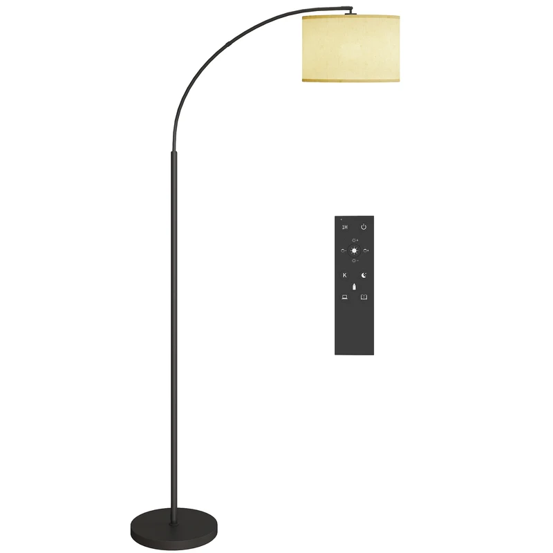 Lampada da Terra LED Regolabile con Telecomando con Timer 1H e Girevole in Metallo Nero