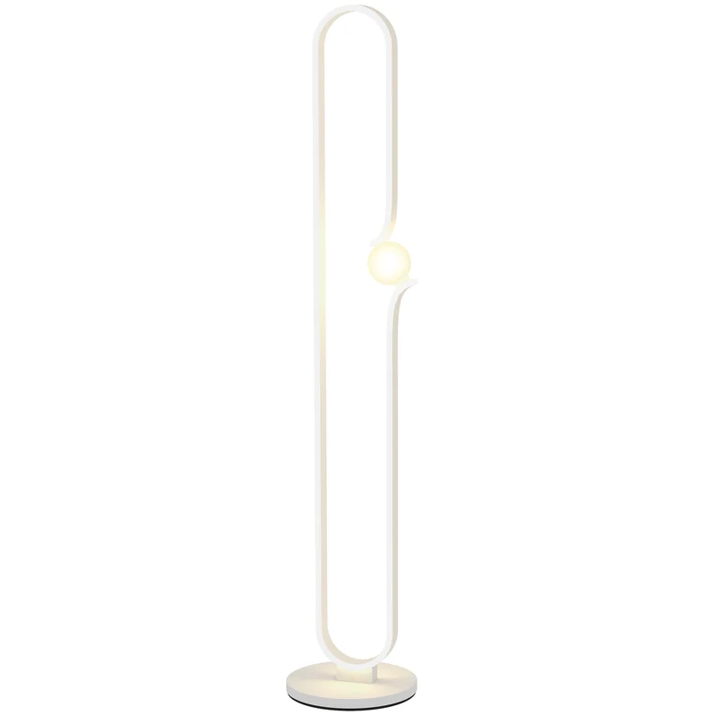 Lampada da Terra a LED Design ad Arco con Sfera in Vetro Luminosità Regolabile e Interruttore a Pedale Bianco