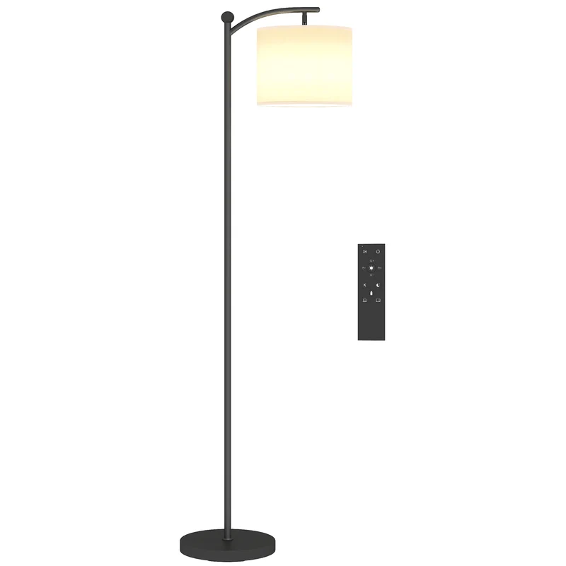 Lampada da Terra LED Dimmerabile con 5 Modalità Preimpostate 54,3x30,6x159,6 cm con Telecomando e Timer 60 Minuti in Metallo Nero