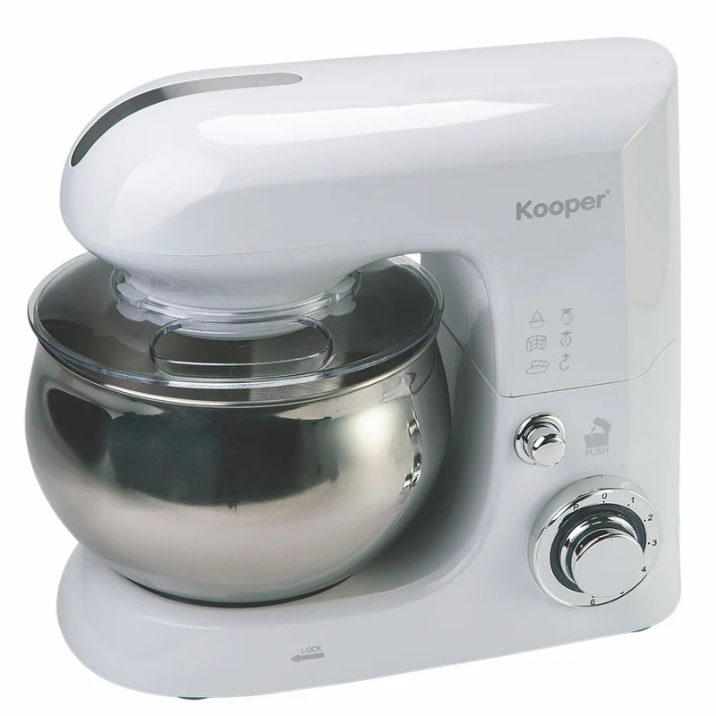 Impastatrice Planetaria 5 Litri 6 Velocità 1300W Ciotola in Acciaio Kooper Atena Bianca