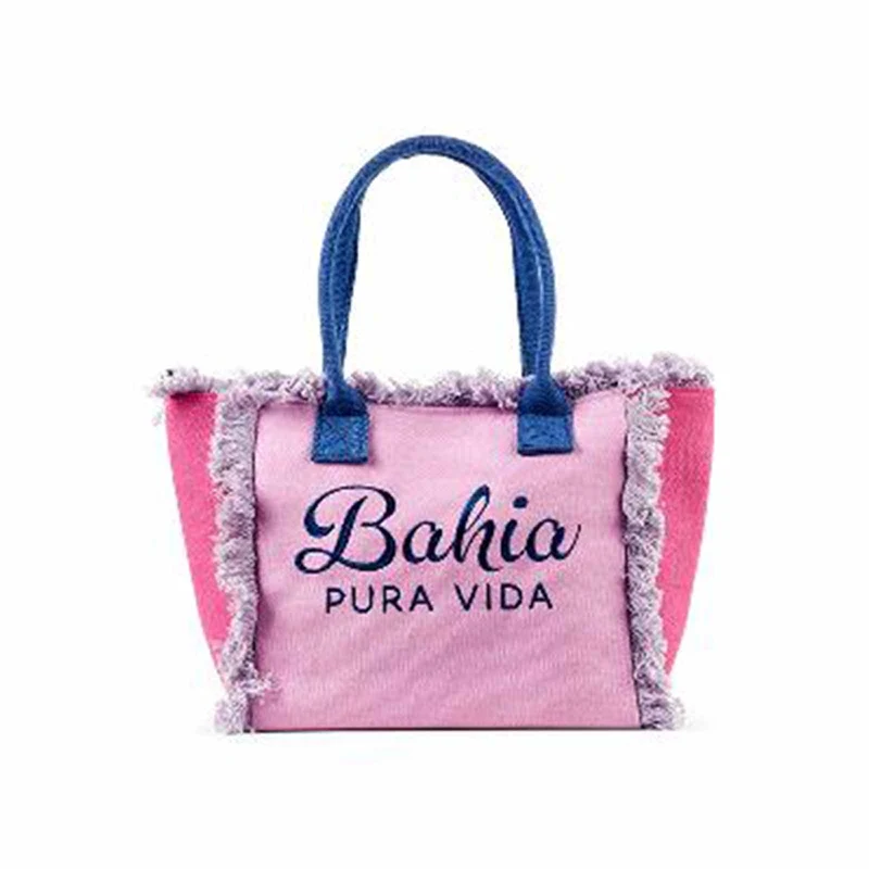 Borsa "Bahia" in tessuto con maniglie colorata, per mare e spiaggia