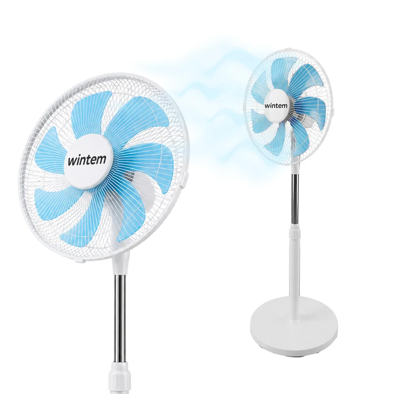 Ventilatore a Piantana 40W con 7 Pale in PP, 3 Velocità, Altezza Regolabile 80-100cm – Oscillazione Orizzontale 60° e Inclinazione 45°