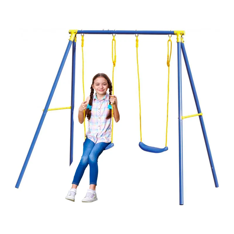 Altalena 2 Posti Per Bambini In Metallo 209x142x182cm