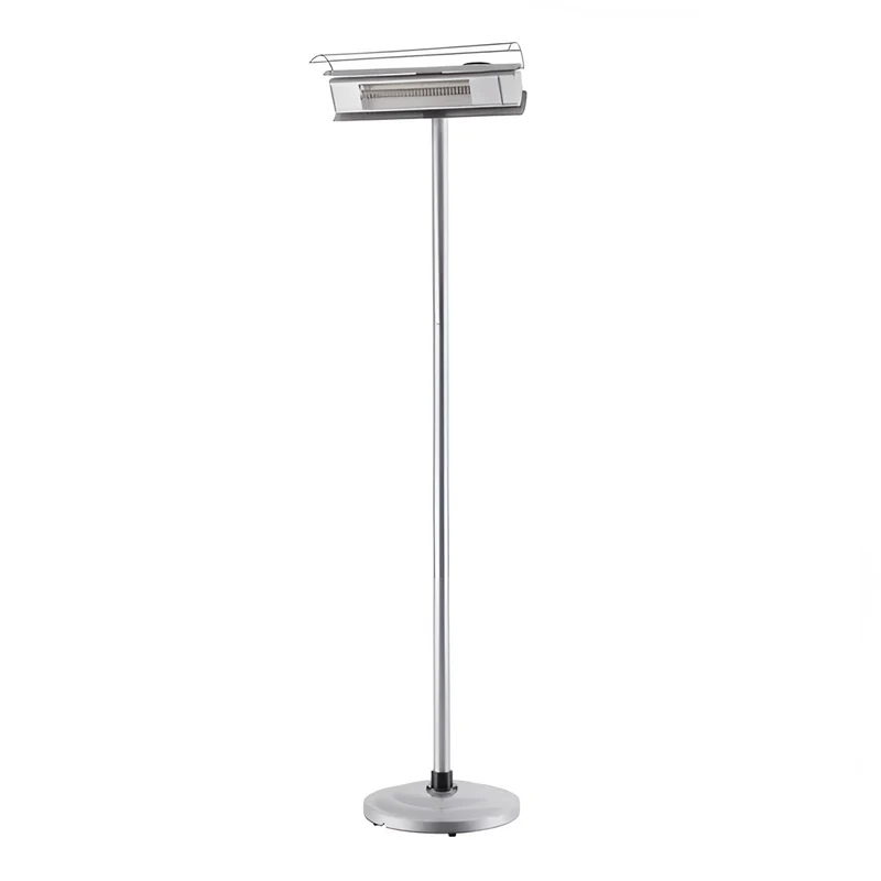 Stufa a Infrarossi da Esterno 1500W IP65, Acciaio Inox, con Piedistallo e Lampada Oro