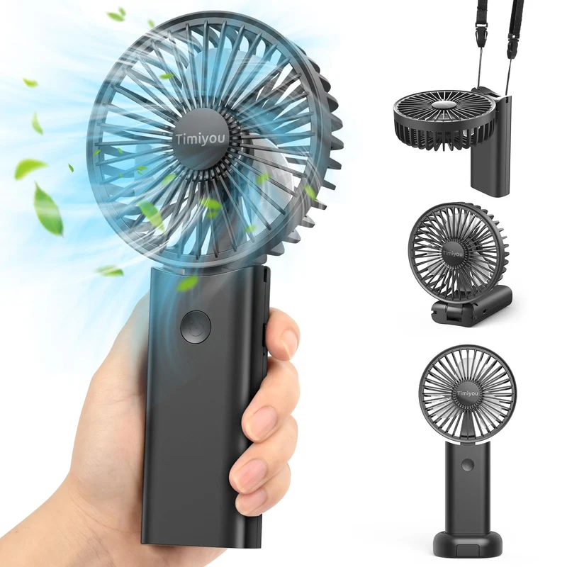 Timiyou Mini Ventilatore Portatile, Ventilatore da Tavolo USB Piccolo, 3 Velocità, a batteria, Pieghevole, Perfetto per Casa, Ufficio, Camera da Letto e Viaggi all’aperto