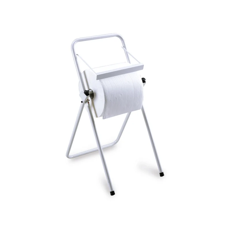 Portarotolo Da Pavimento In Acciaio Inox Con Taglierino 85x59x39cm Bianco