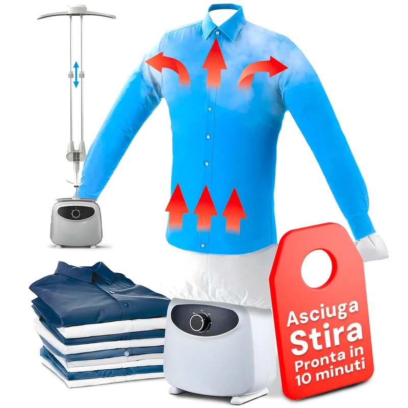 Stira e Asciuga Camicie Verticale Altezza Regolabile 1200w