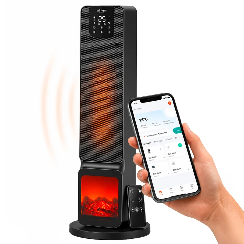 Stufa Elettrica Smart 2000W con APP Tuya, LED Display, Funzione ECO e Timer