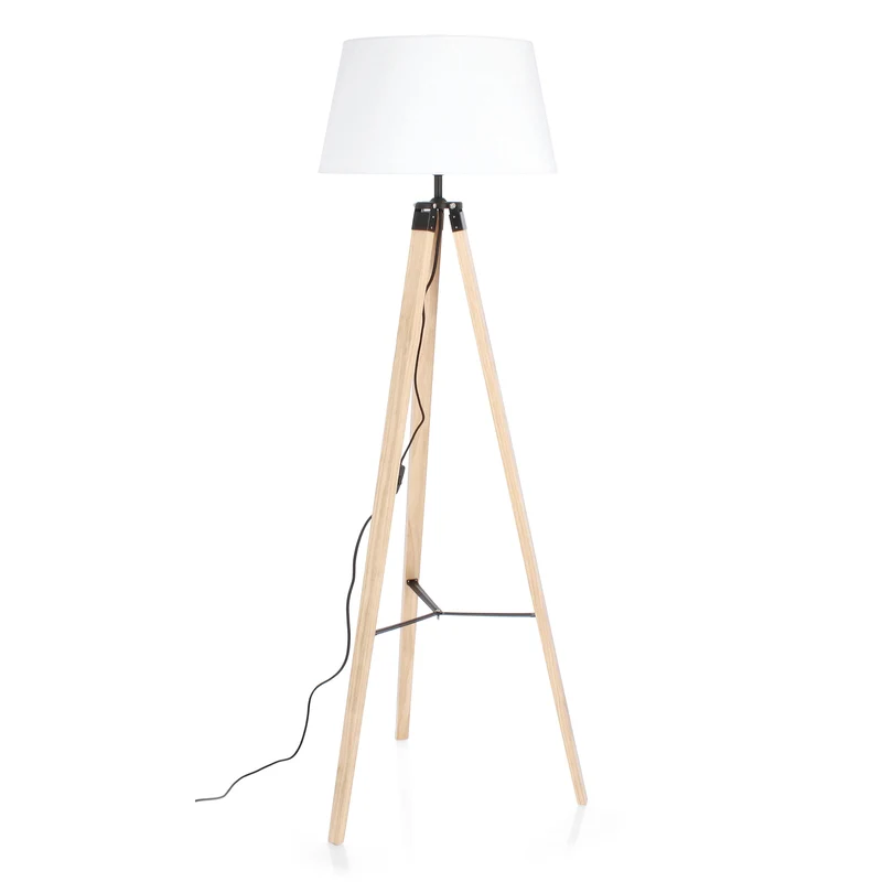 Piantana "Wood" Bianco in acciaio e legno di pino h 150 cm