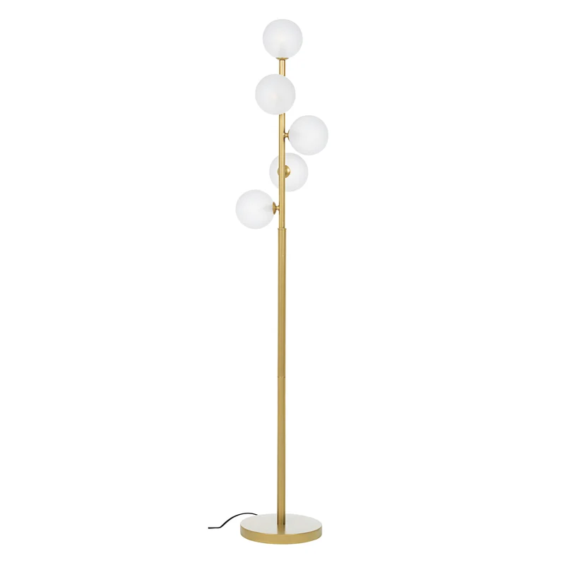 Piantana "Balls" 5 luci oro in acciaio e vetro h 156 cm