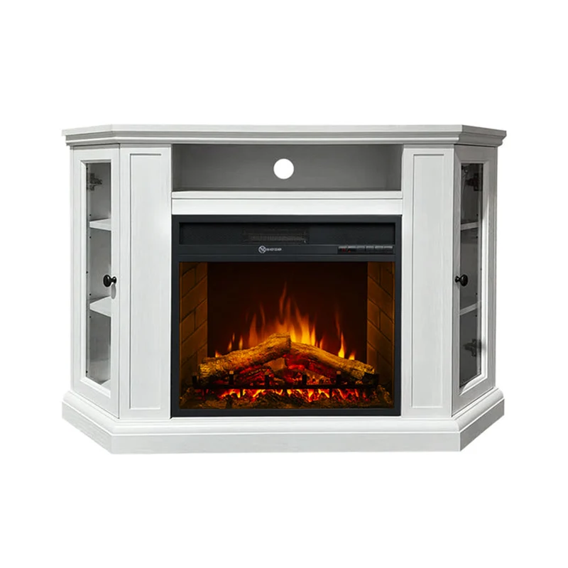 Camino elettrico da terra ad angolo "Madison" in legno 1800 W arredamento Moderno