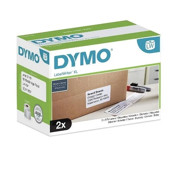 Dymo authentic labelwriter etichette di spedizione ad alta capacità | 59 mm x 102 mm | 2 rotoli da 575 etichette a facile rimozione (1.150 etichette)| per stampanti di etichette labelwriter 4xl/5xl - S0947420A