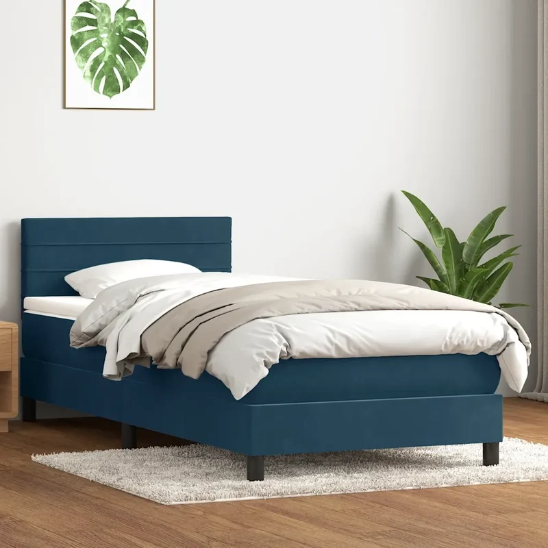 Giroletto a Molle con Materasso Blu Scuro 80x210 cm Velluto 3316285