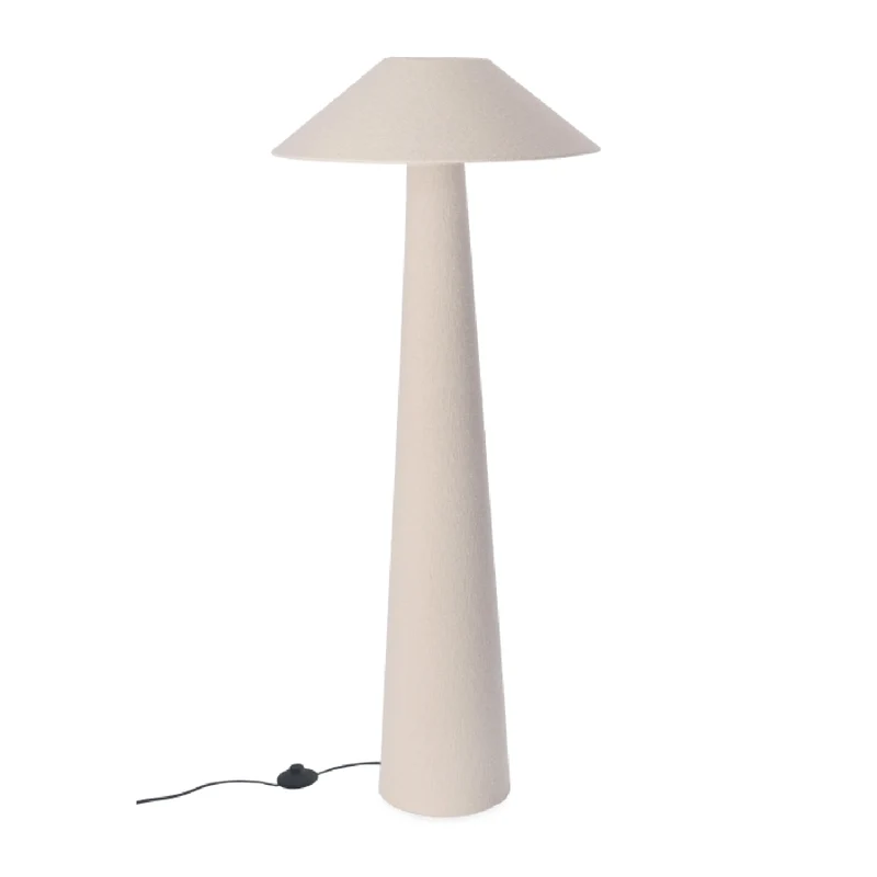 Piantana lamki crema in tessuto bouclè foglio di polistirene e metallo h 120 cm