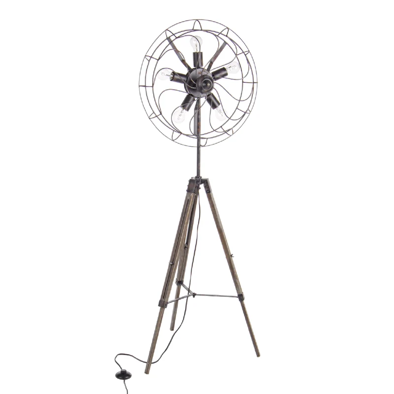 Piantana Air 5L nero in acciaio e legno di abete h 167 cm